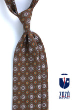 MARIKA unlined brown tailored tie in linen/silk